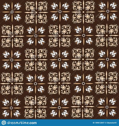 Modern Flower Motifs On Javanese Batik Design With Golden Brown Color