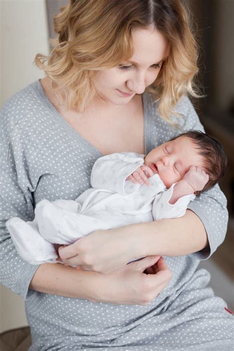 Mother With Her Newborn Baby Stock Photo Image Of Healthy Parenting