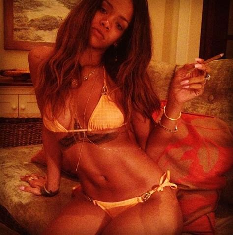 Rihanna Tweets Half Naked Smoking Bikini Pictures On Her 25th Birthday Without Chris Brown