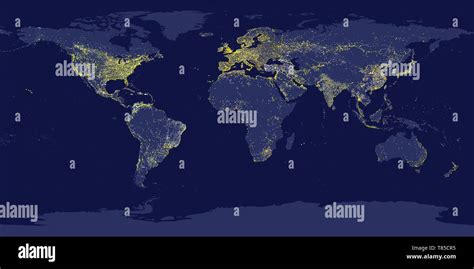 Mapa Mundial De Las Luces De La Ciudad La Noche La Tierra Vista Desde