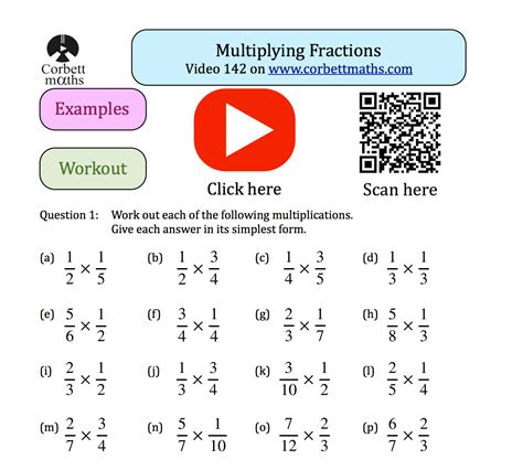 Multiplying Fractions Textbook Exercise Corbettmaths