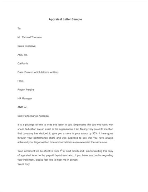 employee appraisal letter template   ai