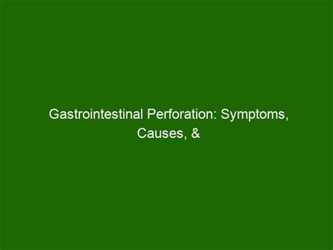 Gastrointestinal Perforation Symptoms Causes And Treatment Health