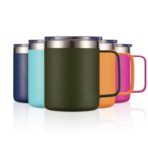 12oz stainless steel insulated coffee mug with handle double wall vacuum tumbler cup with lid