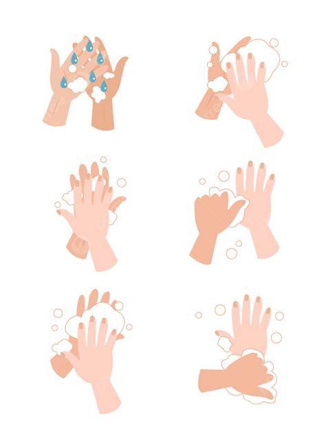 Hand Washing Steps Clipart Vector Cartoon Hand Washing Step Element