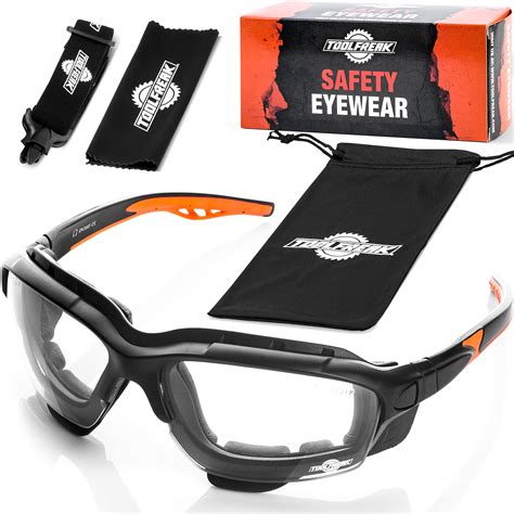 toolfreak spoggles safety glasses ansi z87 rated foam padded clear distortion