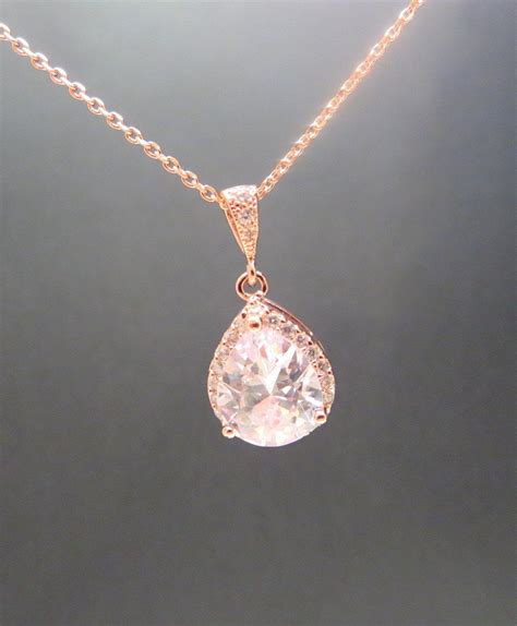 Your bridesmaids' jewelry must be as thoughtful and lovely as the bridesmaids themselves. Rose gold Bridal necklace Crystal Wedding necklace by treasures570