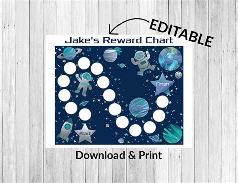 Kids Reward Chart Printable Space Sticker Chart For Toddler Etsy In