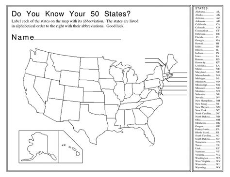 Quiz Printable Blank Map Of The United States