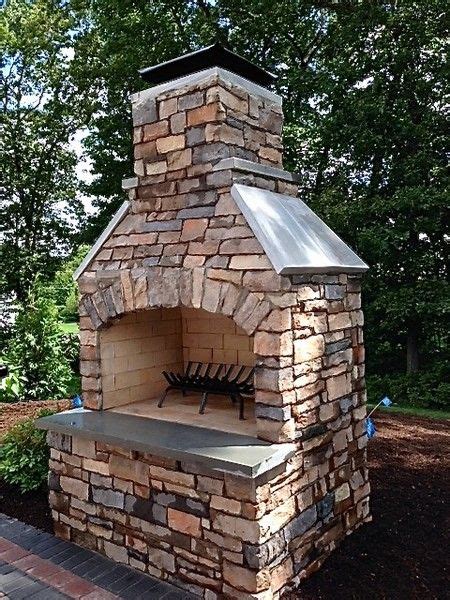 48 Contractor Series Outdoor Fireplace Kit With Natural Stone Veneer