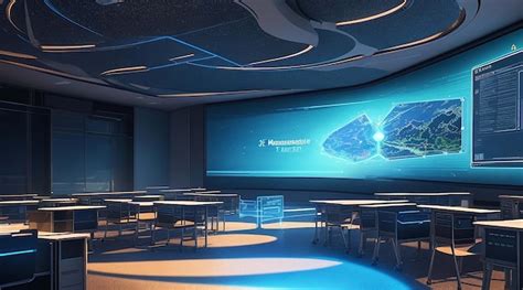 Premium Photo A Futuristic Classroom With Holographic Displays Are Integrated Into The