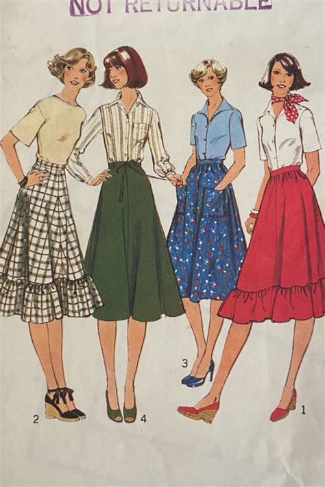 Vintage Sewing Pattern From The 1970s 70s Skirt 1970s Sewing Patterns