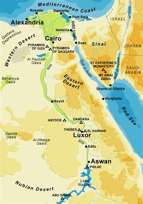 Map Of Ancient Egypt Color Coded So We Can Tell The Desert Apart From