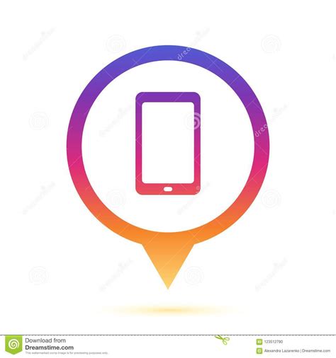 Colorful Mobile Phone In Circle Pin Icon Stock Vector