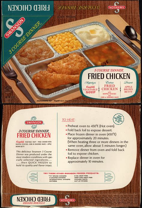 1 package frozen banquet fried chicken. Swanson 3 Course Dinner - Fried Chicken - tv dinner box ...