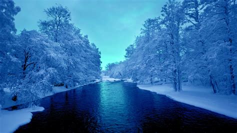 Beautiful River In Winter Forest And Sunset Wallpaper Photowalls Space