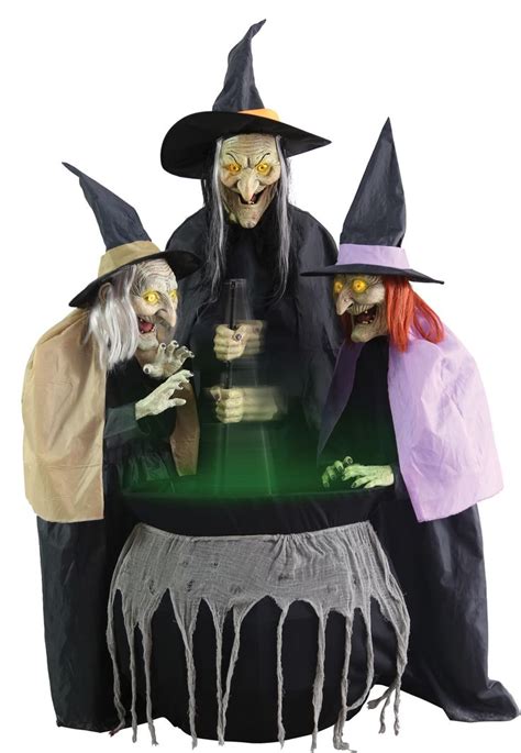 animated 3 lifesize witches and cauldron talking props haunted halloween in 2020 animated