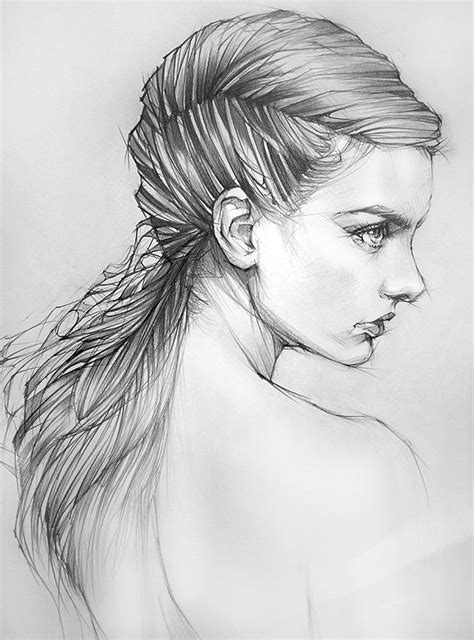 A Drawing Of A Womans Head With Long Hair