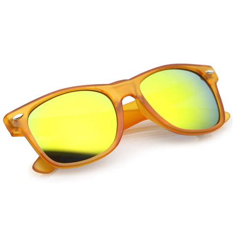 retro frost matte square colored mirror lens horn rimmed sunglasses 55 sunglass la