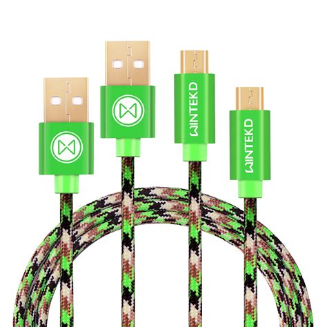 Micro Usb Android Phone Charger Cord 2pack 6ft Long Frost Green Braided