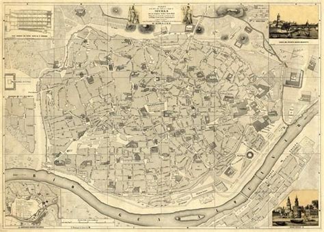 Old Map Of Sevilla Viejo Mapa De Sevilla Fine Print On Paper Or