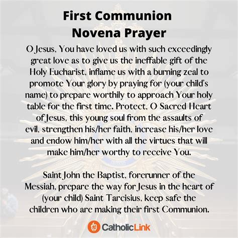 First Communion Novena Prayer Catholic Link