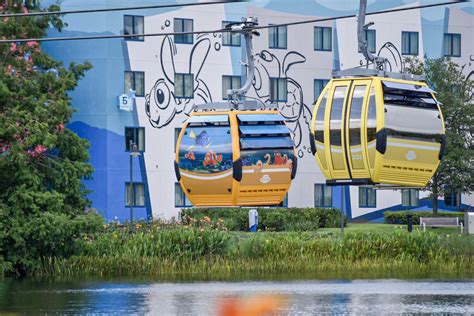 Unwrapped Disney Skyliner Gondolas Travel Over Hourglass Lake At Disney