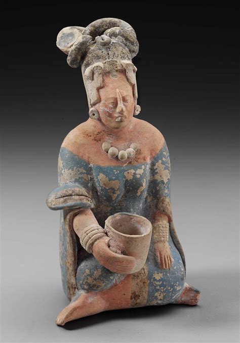 Seated Woman Figurine Maya Late Classic Period A D 650 800 Campeche