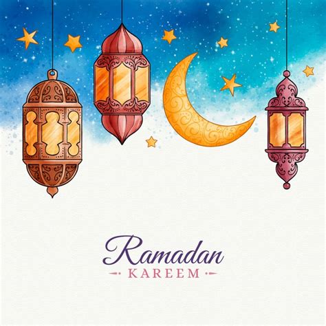 Ramadan, also spelled ramazan, ramzan, ramadhan or ramathan, is the ninth month of the islamic calendar, observed by muslims worldwide as a month of fasting (sawm), prayer. Aquarell design ramadan feier | Kostenlose Vektor