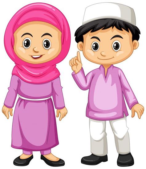 Free Vector Muslim Girl In Different Actions Illustration Muslim