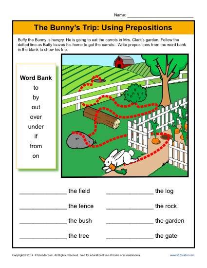The Bunny’s Trip: Using Prepositions | Prepositional Phrase Worksheets