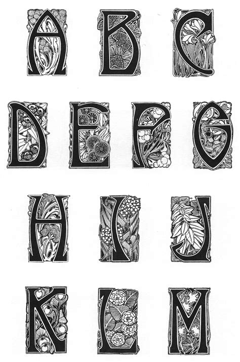 Calligraphie Art Nouveau Alphabet Calli Graphy