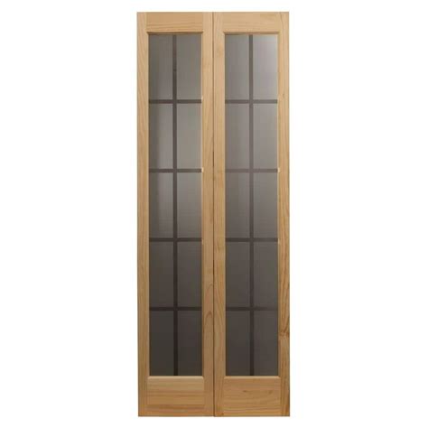 Pinecroft 32 In X 80 In Colonial Glass Universal Reversible Wood Interior Bi Fold Door 873728