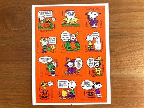Vintage Charlie Brown And Snoopy Halloween Stickers Card Etsy In 2021