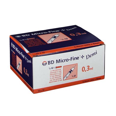 Bd Micro Fine Ml Insulin Syringe And Needle G X Mm
