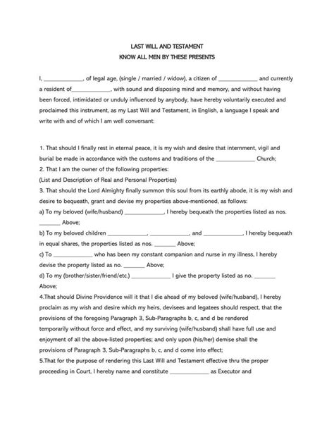 35 Free Blank Last Will And Testament Forms Word Pdf