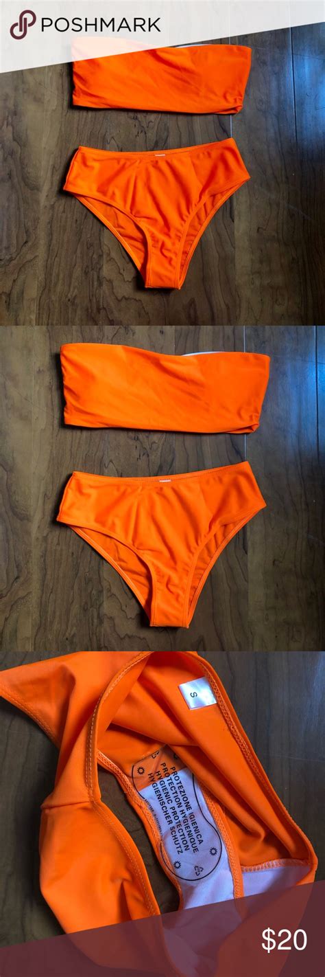 Nwt Boutique S Neon Orange Bikini Set Neon Orange Bikini Orange Bikini Set Colorful
