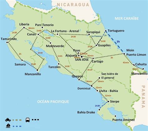 Carte Costa Rica Distances Costa Rica Voyage Costa Rica Voyage Amerique