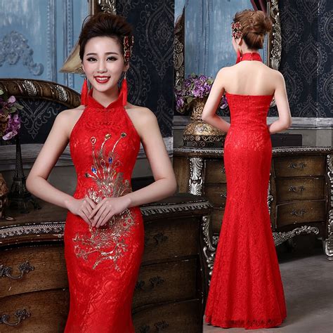 wedding party cheongsam chinese traditional womens sexy backless costume evening dress