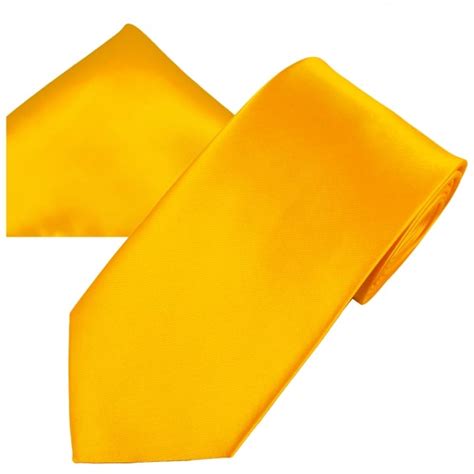 Plain Golden Yellow Men S Satin Tie Pocket Square Handkerchief Set