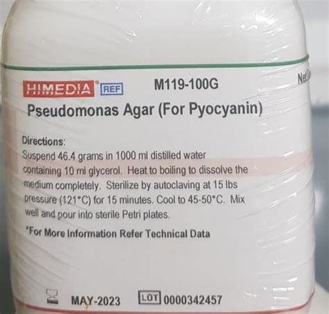 Môi Trường Vi Sinh Pseudomonas Agar For Pyocyanin M119 100g Hãng