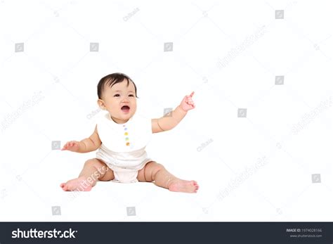 Baby Little Girl Sitting Front White Stock Photo 1974028166 Shutterstock