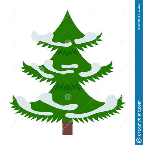 Snowy Fir Icon Winter Pine Tree In Cartoon Style Stock Illustration