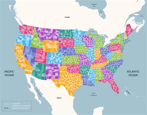 United States Congressional Districts Map High Detailed Vector