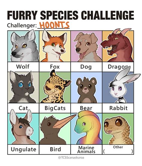 Furry Species Challenge By Hoonts On Deviantart