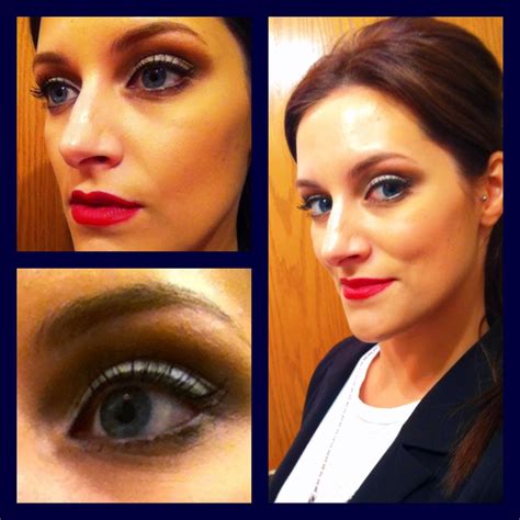 Blown Out Neutral Smokey Eye With A Glamourous Red Lip Classy Holiday Glam Neutral Smokey