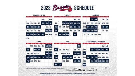 Printable Schedule Atlanta Braves