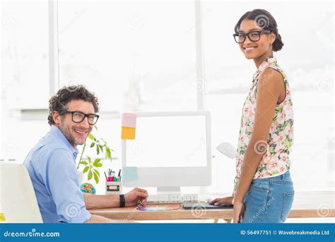 Portrait Of Smiling Partners Posing Together Stock Image Image Of