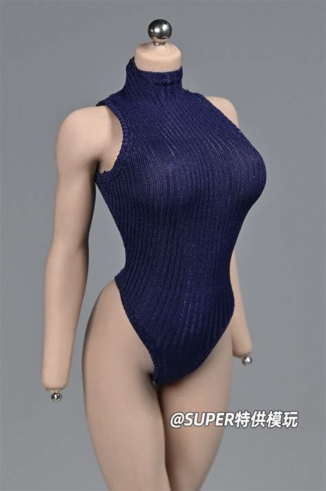 bodysuit zipper jumpsuit 1 6 clothes for 12 female ph tbl figure body doll toy ebay