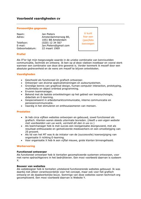 Voorbeeld Vaardigheden Cv